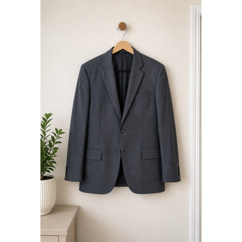 Banana Republic Mens 38R Blazer 100% Wool Gray 2-Button Suit Jacket Sport Coat